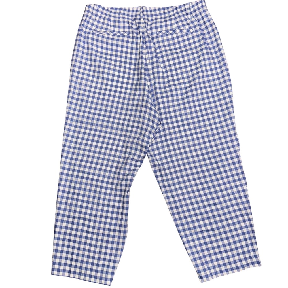 NWOT J Jill Blue White Gingham Linen Stretch Petite XL Pants Checkered Trousers - Picture 3 of 11
